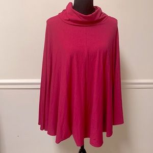 J.Crew NWOT Red/Pink Pullover Turtleneck Sweater, Cape, Poncho, Cloak